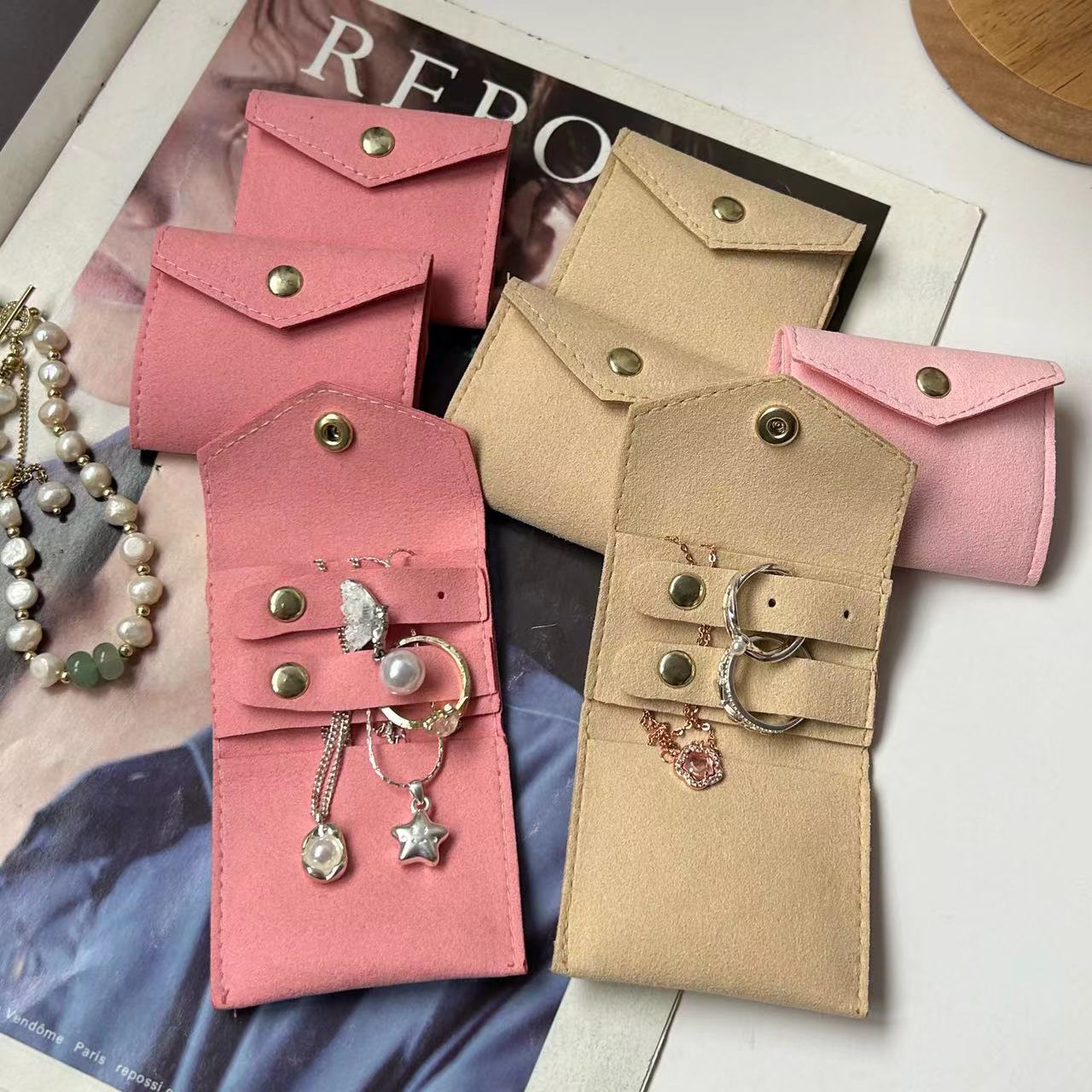 Mini Soft Microfiber Jewelry Storage Bag Custom Logo Thickened Jewelry Jewelry Bag Ring Necklace Carrying Case