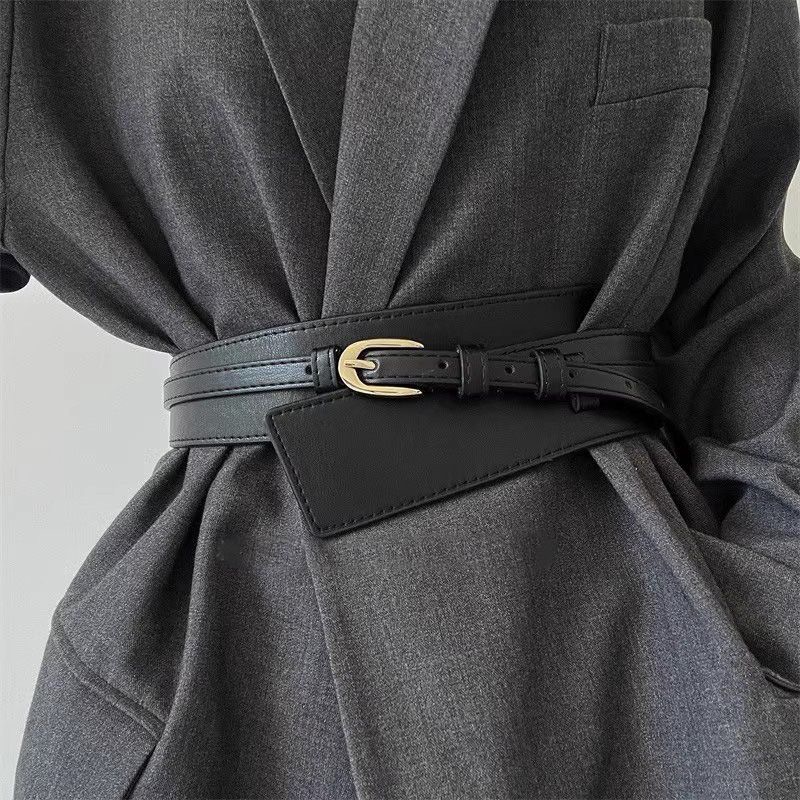 Belt Women's New Dual-use High-end Decorative dress with Suit Jacket Fashionable Wide Waist Seal Belt Black