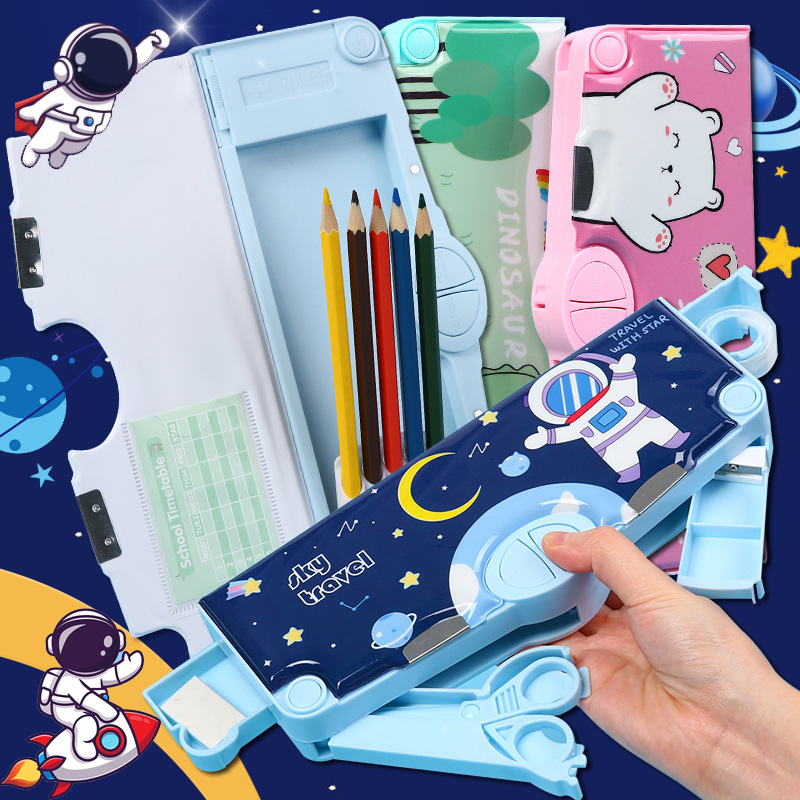 Cross-border foreign trade creative astronaut multi-functional pencil case Primary School student large capacity high-looking stationery box wholesale