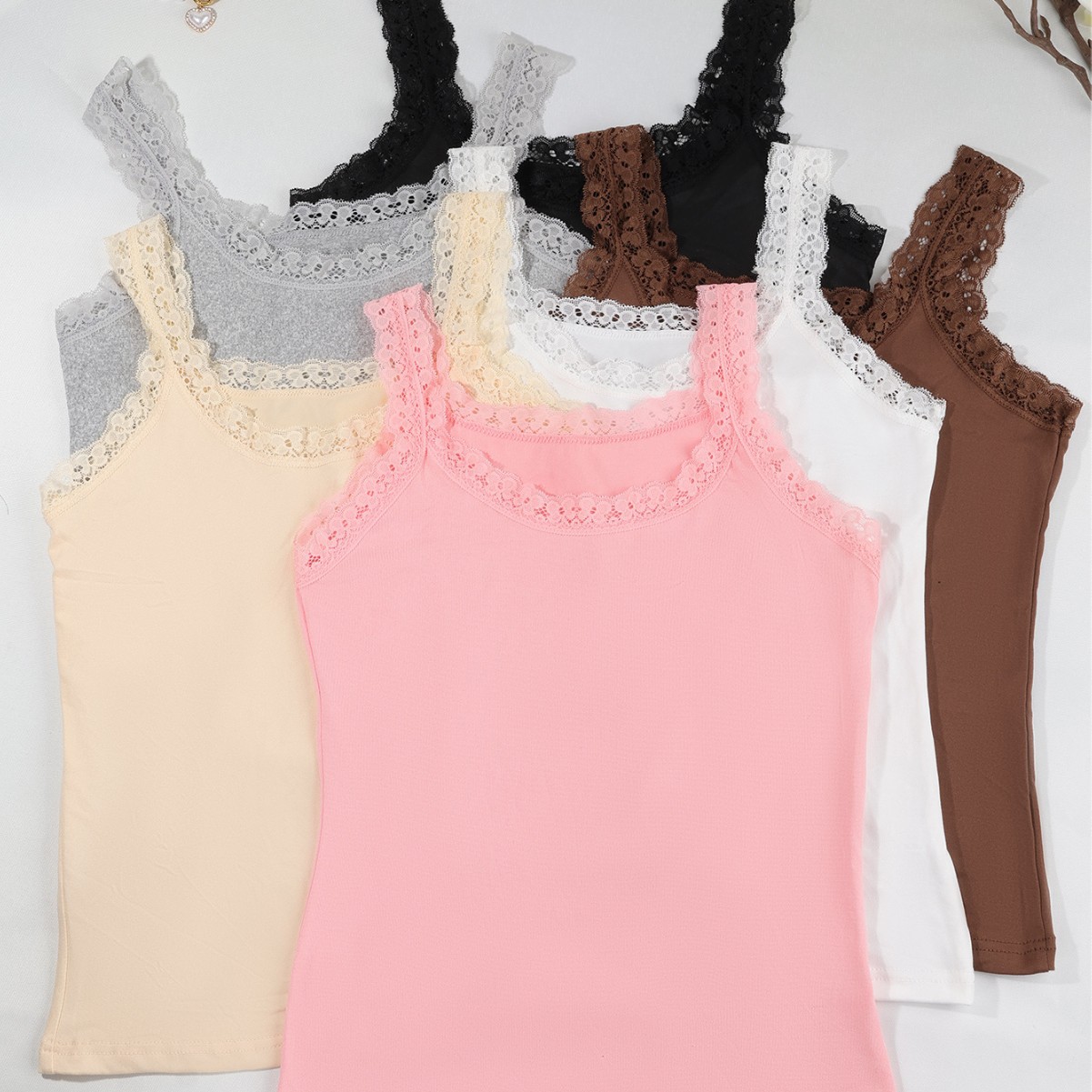 2025 Spring and Summer New Lace Camisole Women's Comfortable Loose Large Size Inner Bottoming Sleeveless Top