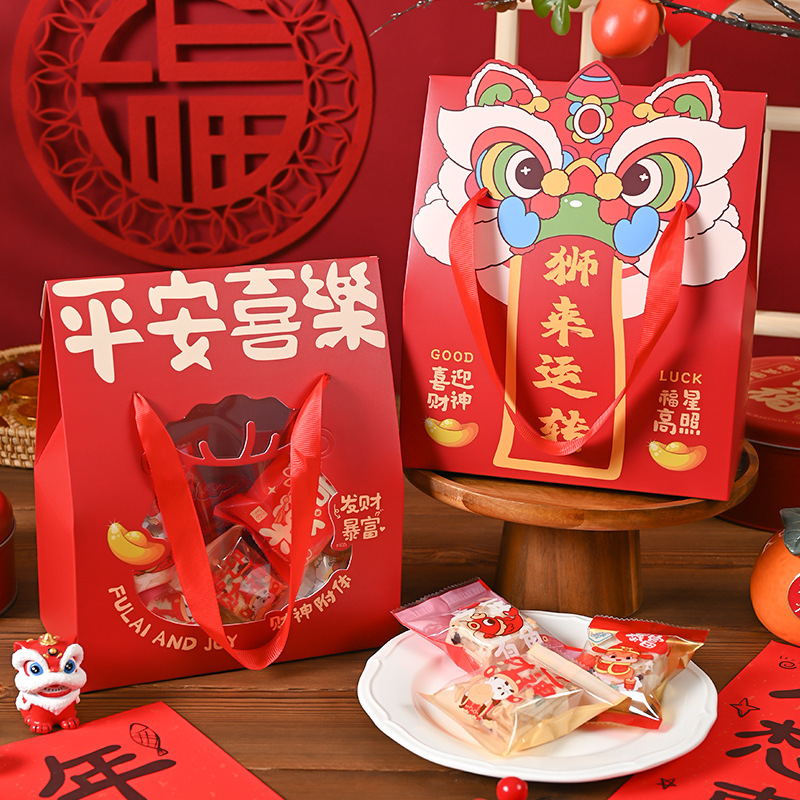 2025 New Year Biscuits Snowflake Crisp Packaging Gift Box Year of the Snake Festive Candy Portable Box Nougat Hand Gift Empty Box