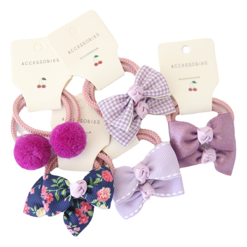 A83 factory shop wholesale children's headdress hair accessories basic bow rubber band set Original Design 1 Group