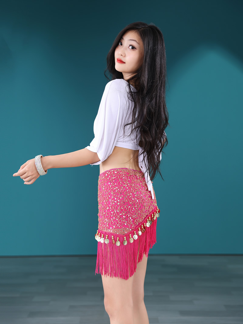 Picture of Belly Dance Waist Chain Women's Practice Clothes Hip Towel Beginner's Triangle Towel Bead Embroidered Tassel Belt Waist Seal Y1011