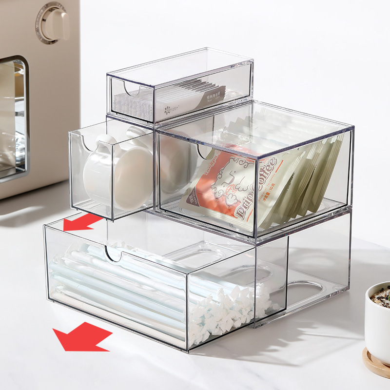 Drawer-type transparent small box desktop storage box classification small objects rectangular high-value acrylic storage box