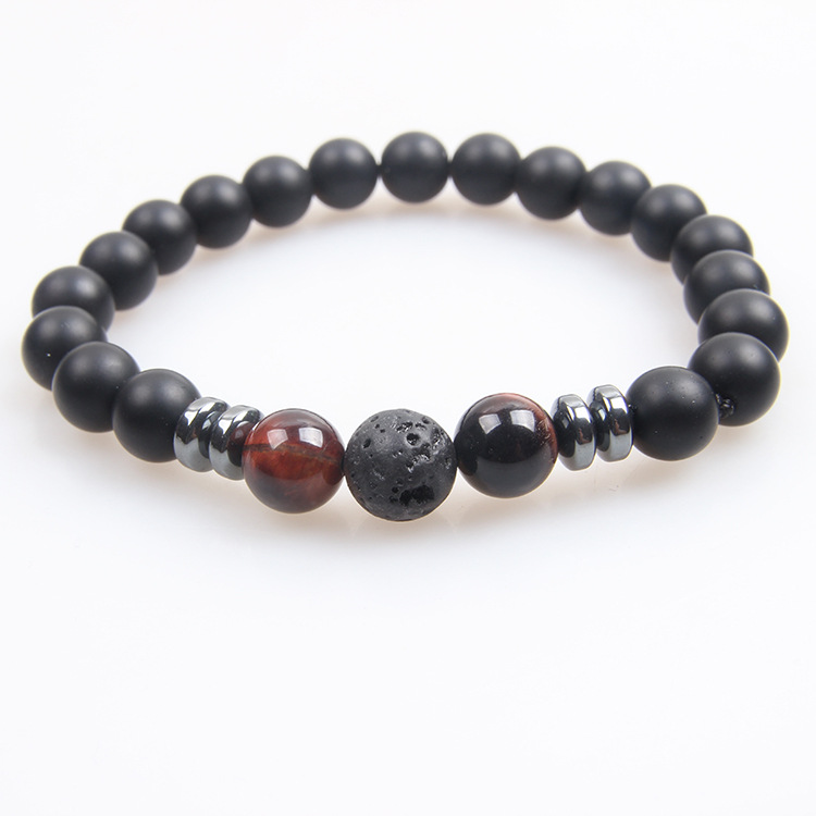 Picture of Zhou Lianfa Tiger Eye Bracelet Men's 8MM Beads suit Elastic Adjustable Black Crystal Beads Suitable for Ladies Ceremony
