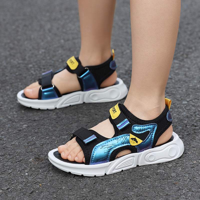 New Children's Shoes Children's Kick-proof Open Toe Sandals Summer Velcro Student Soft Bottom Waterproof Fashion Odor-proof Beach Shoes