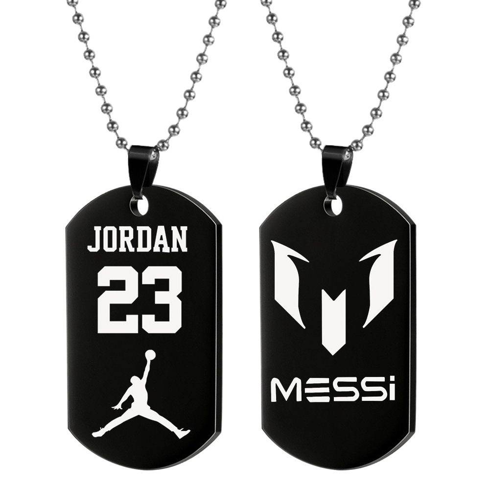Nba Star Military Brand Stainless Steel Necklace Kobe Amerson James Logo Necklace Souvenir Keychain