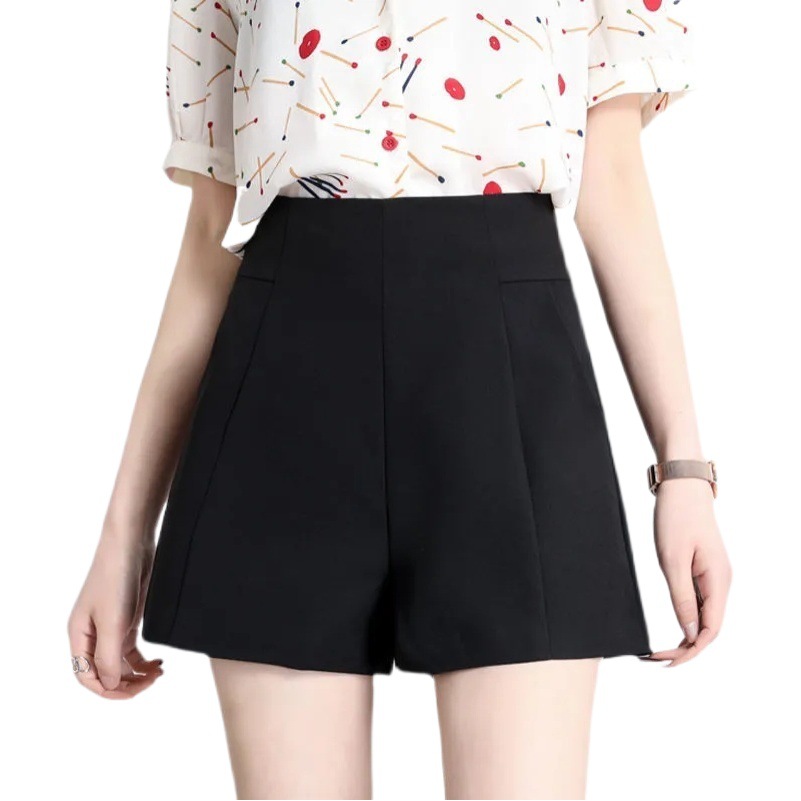 Spring and Summer Shorts Women's Summer Wide Legs Loose plus size High Waist White A- Shaped Slim Look Suit Black Thin All-Match Outer Wear