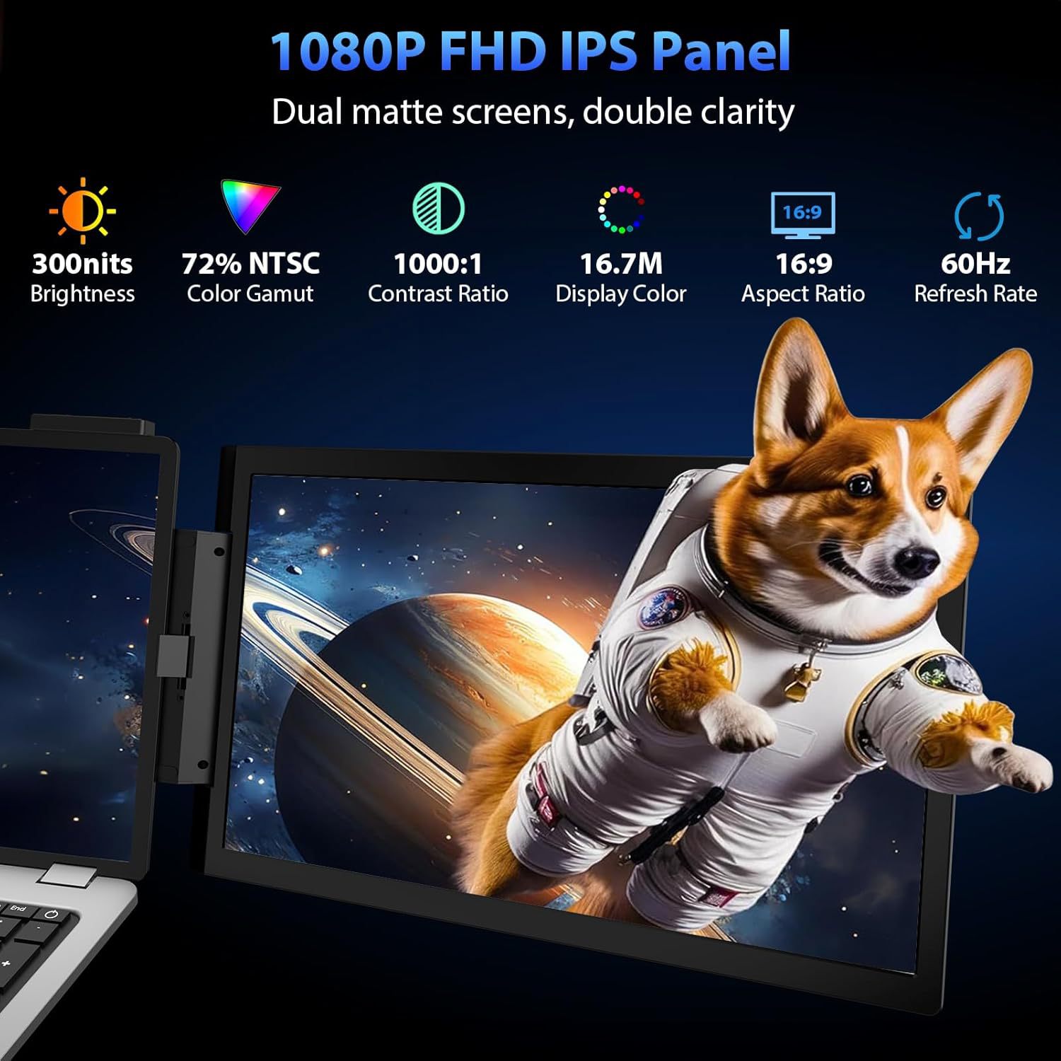 Picture of 14-inch dual-screen portable display notebook expansion screen stock trading multi-screen folding peripheral sub-screen multi-function