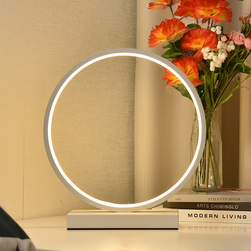 Creative Nordic Led Table Lamp Bedroom Sleep Bedside Lamp Atmosphere Ring Nightlight Eye Protection Dormitory Desk Study