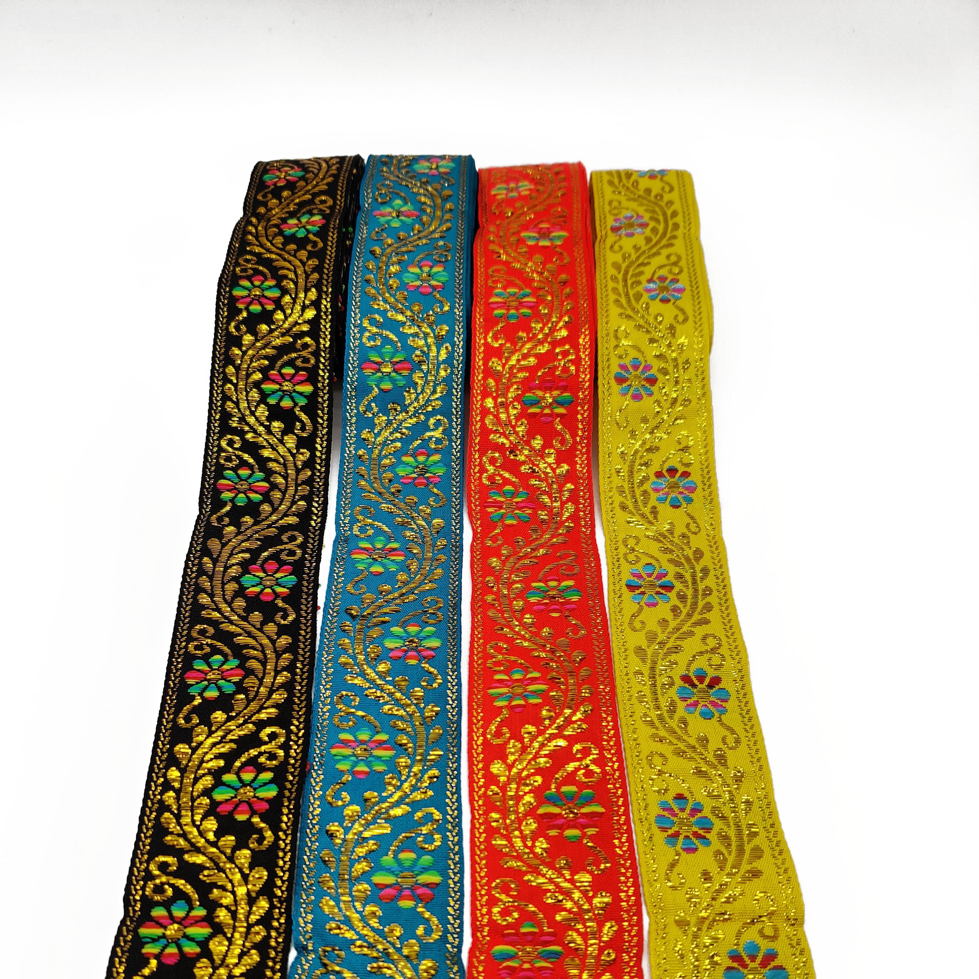 Jacquard Ribbon 4.5cm Computer Ethnic Costume Edge Shoe Bag Home Textile Ancient Costume Stage Decoration Embroidery Flower