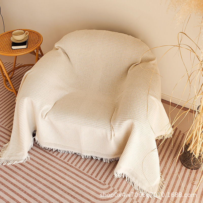 Plain single sofa towel cover American country simple one-piece sofa cover dustproof all-inclusive sofa cover