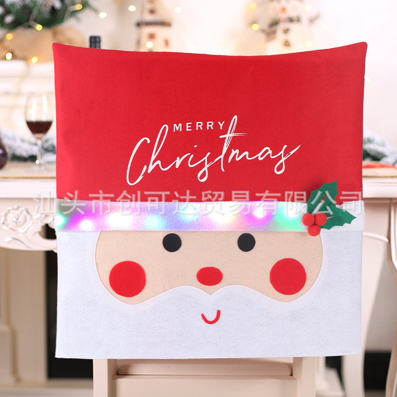Cross-border luminous gift led luminous Santa Claus Christmas chair back cover Christmas party supplies festival layout