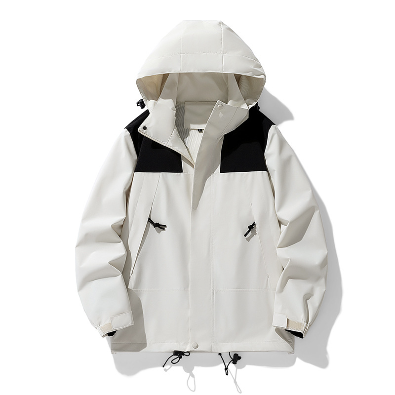 Spliced jacket for men and women, new hooded for autumn and winter, youth outdoor sports and leisure, windproof couple, versatile jacket trend
