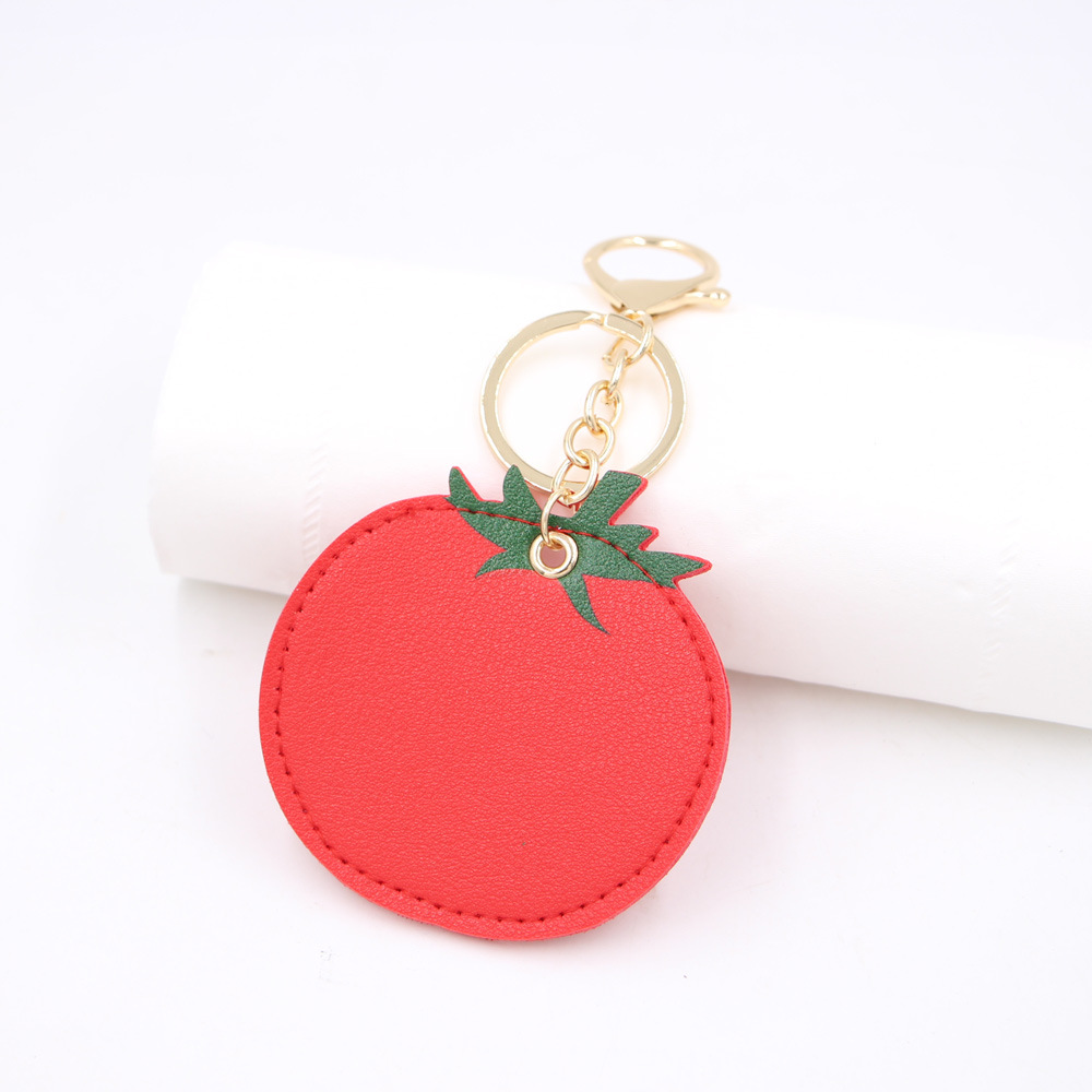 Creative fruit leather pendant tomato pu leather backpack pendant keychain tomato pendant keychain wholesale