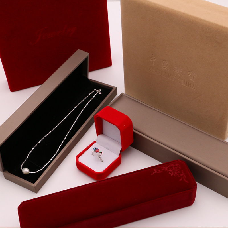 Flannel Jewelry Box Pendant Necklace Ring Set Box Leather Generous Gift Jewelry Advanced Sense Storage Box