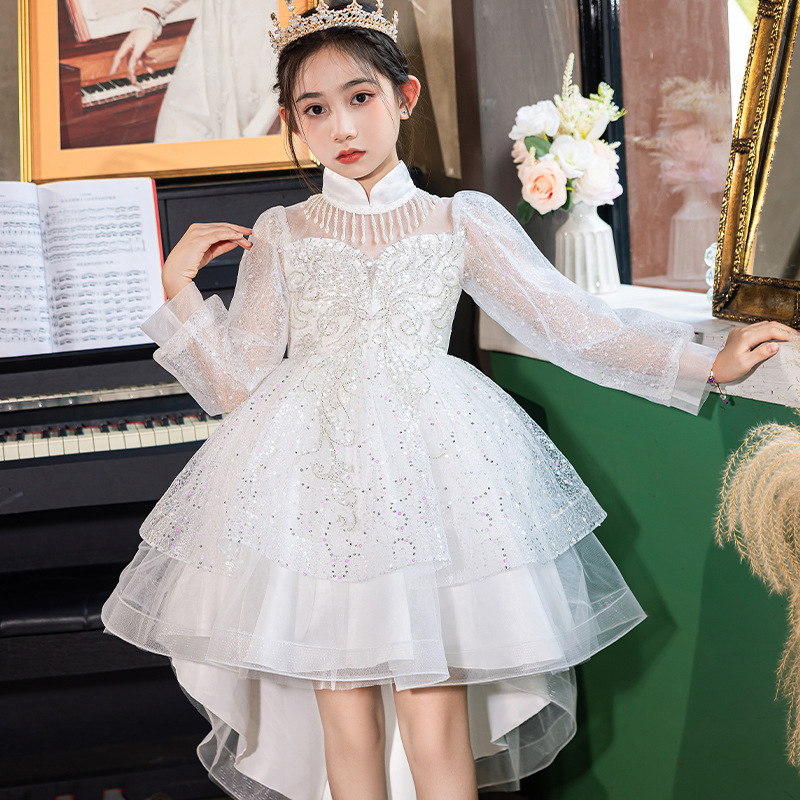 Girls' dress princess skirt cross-border foreign trade little girl trailing mesh performance tutu skirt children's clothing wholesale dress