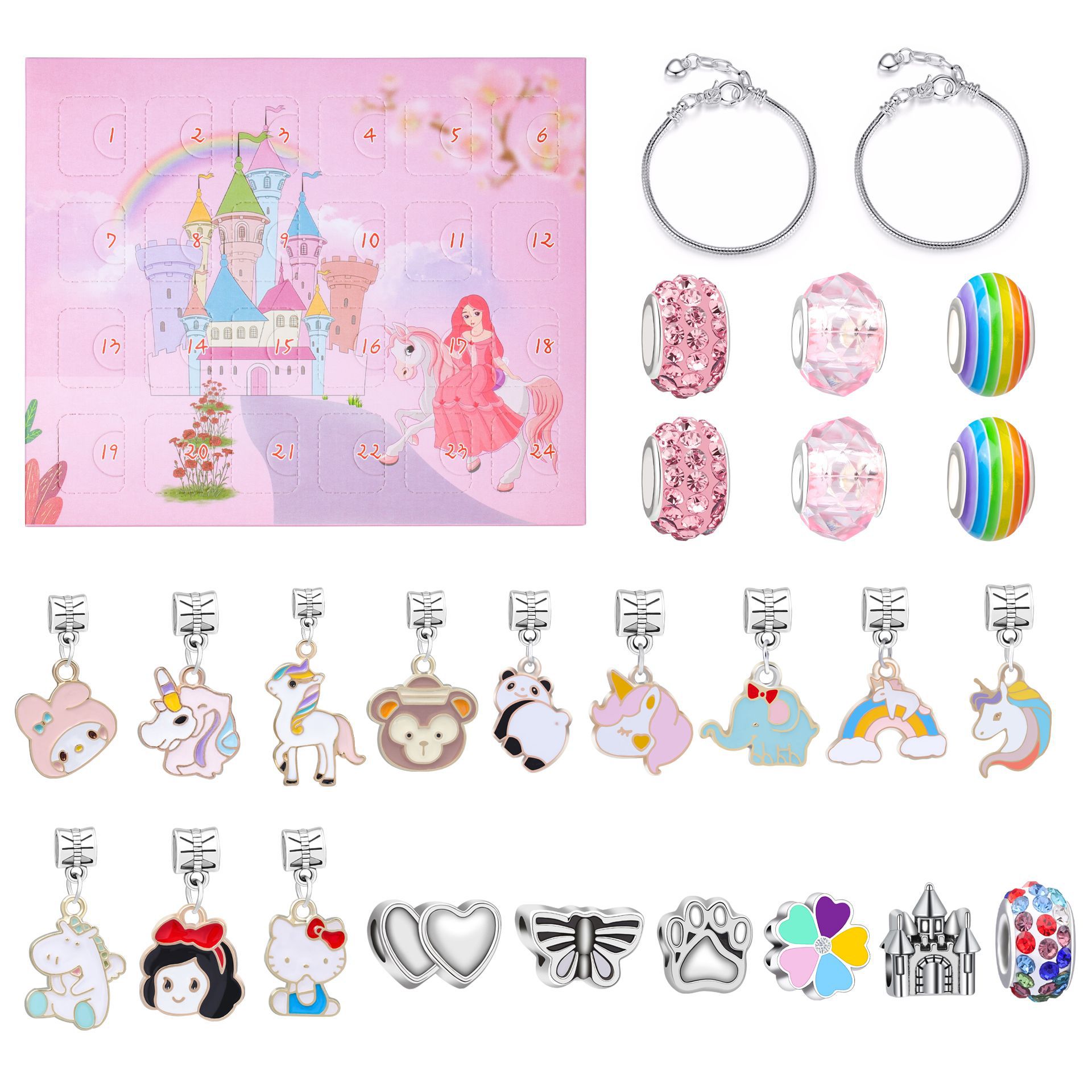 Amazon New Cartoon Pink Dream Castle Blind Box diy Pendant Creative Children's Jewelry Women's Gift Set