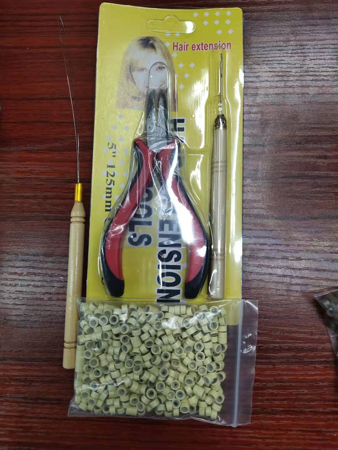 Picture of Cross-border Wig Pliers suit New Hair Extending Pliers suit Five-piece Silicone Buckle Wooden Crochet Wig Tool