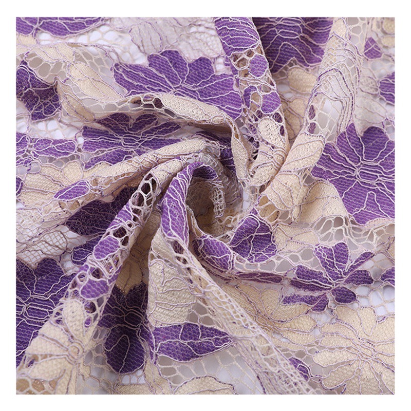 Spring and summer women's dress fabric in stock two-color soft lace fabric non-elastic skin-friendly hollow sexy lace