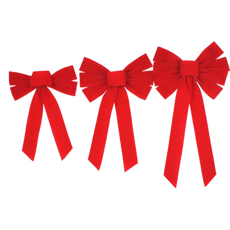 Amazon Hot Sale Christmas Decoration Supplies Red Flannel Christmas Bow Home Decoration Holiday Decorations