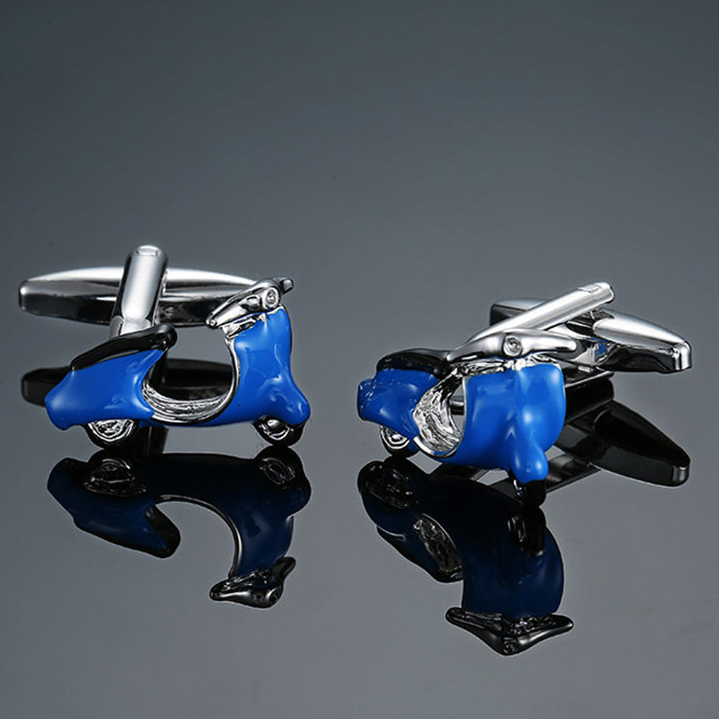 Picture of Glamour Jewelry Men's French Shirt Cufflinks Wholesale Blue Series Enamel Crystal Vintage Pattern Cufflinks