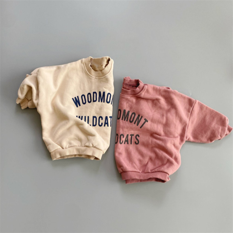 Picture of Korean Style Children's Winter New Top for Boys and Girls Korean Style Simple Letter Printed Fleece Round Neck Casual Sweater t