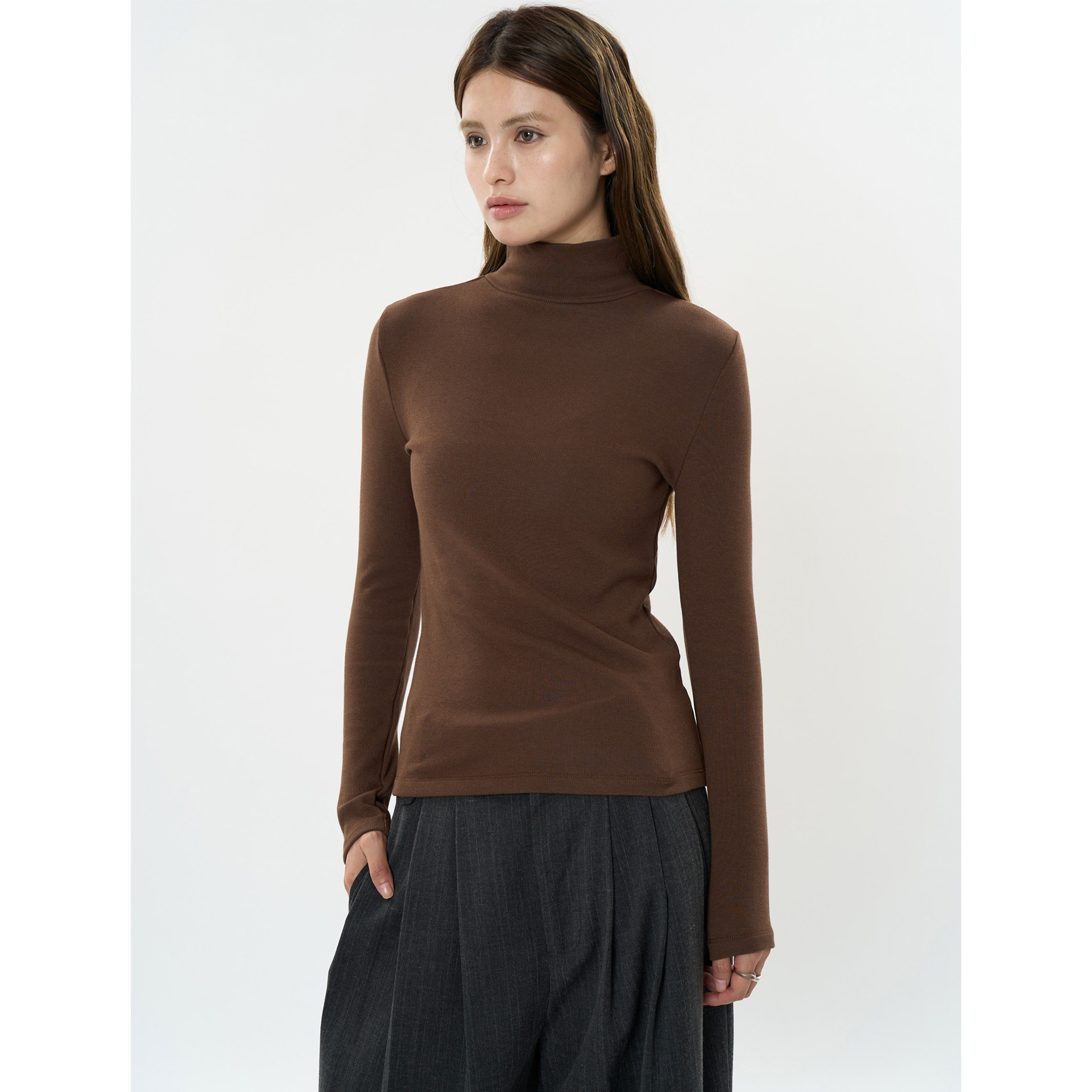 Picture of Lou Fu Winter New Korean Style Simple Fashionable High Neck fleece-lined Base T-Shirt Lightweight Warm Slim-fit Slim-fit Women's Top