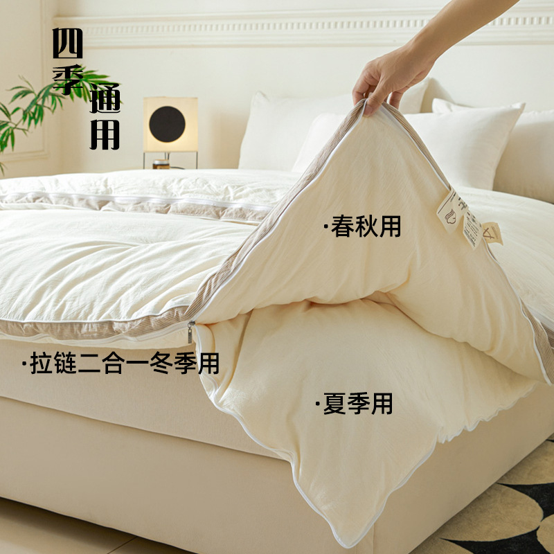Picture of Class A soybean cotton fiber quilt zipper two-in-one quilt spring and autumn quilt summer quilt student dormitory thickened winter quilt