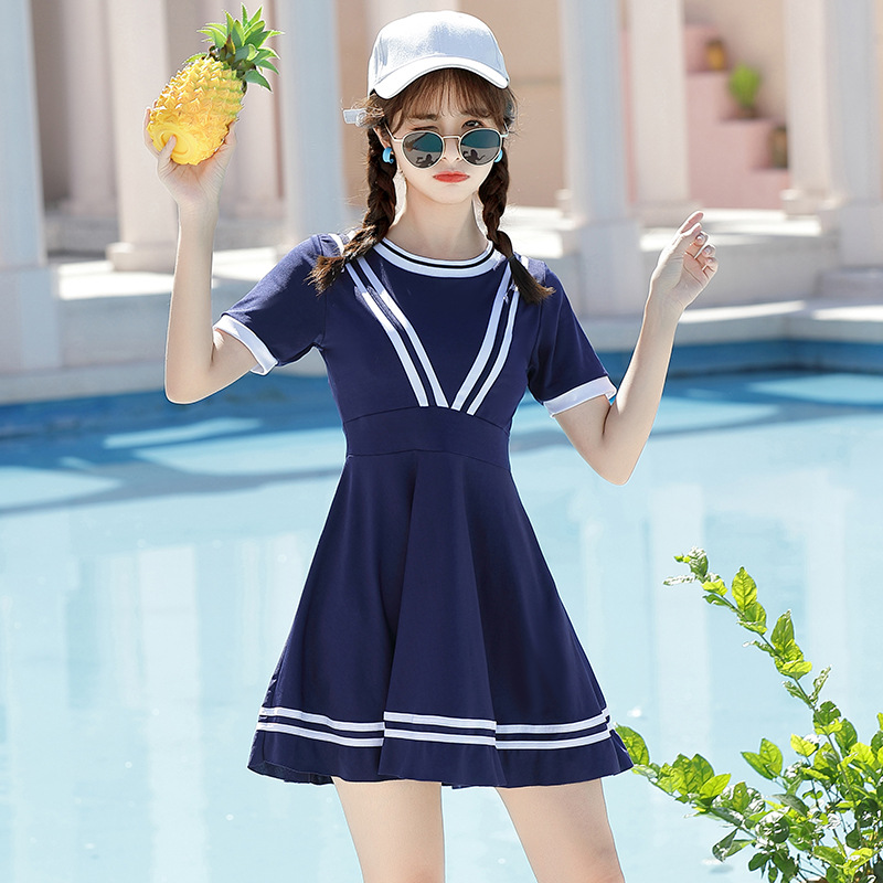 Swimsuit Women's 2023 New Sexy Conservative Belly-Covering Slimming Split Swimsuit Large Size Spa Swimsuit for Students