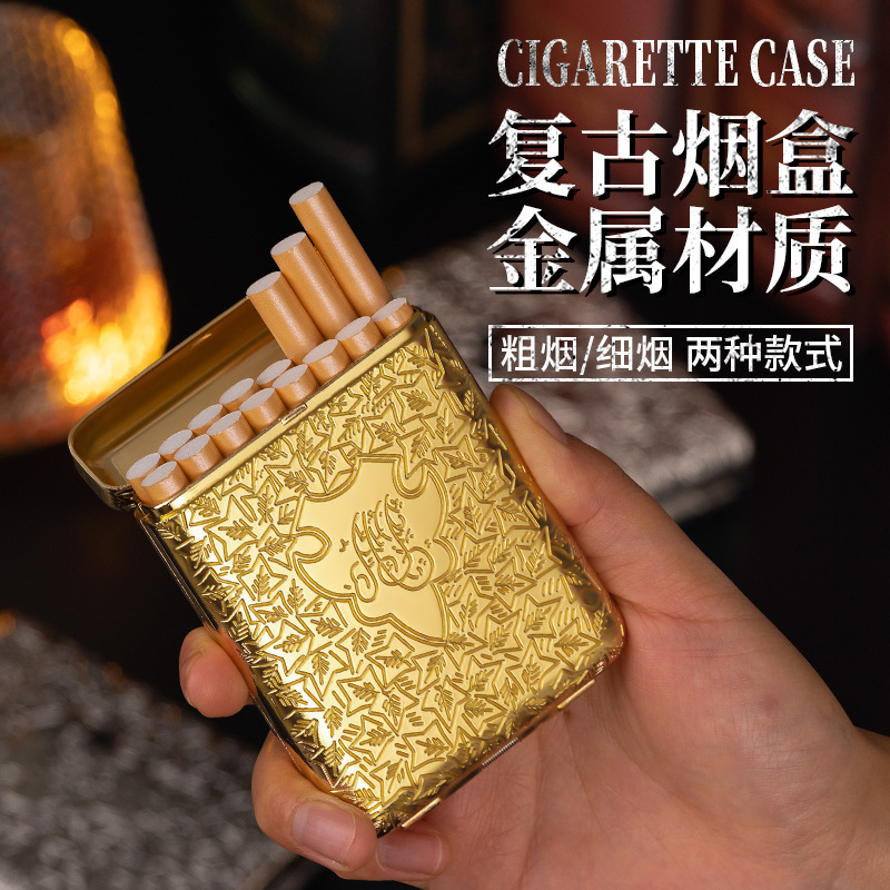 Cross-border cigarette box full metal Three-open flip cigarette box protection 16 20-pack cigarette box smoking set manufacturers wholesale