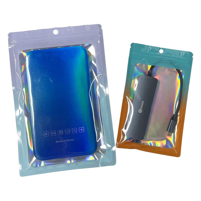 Gradient laser aluminum foil self-sealing bag jewelry sealed bag jewelry trial Yin and Yang bone bag color small packaging bag spot