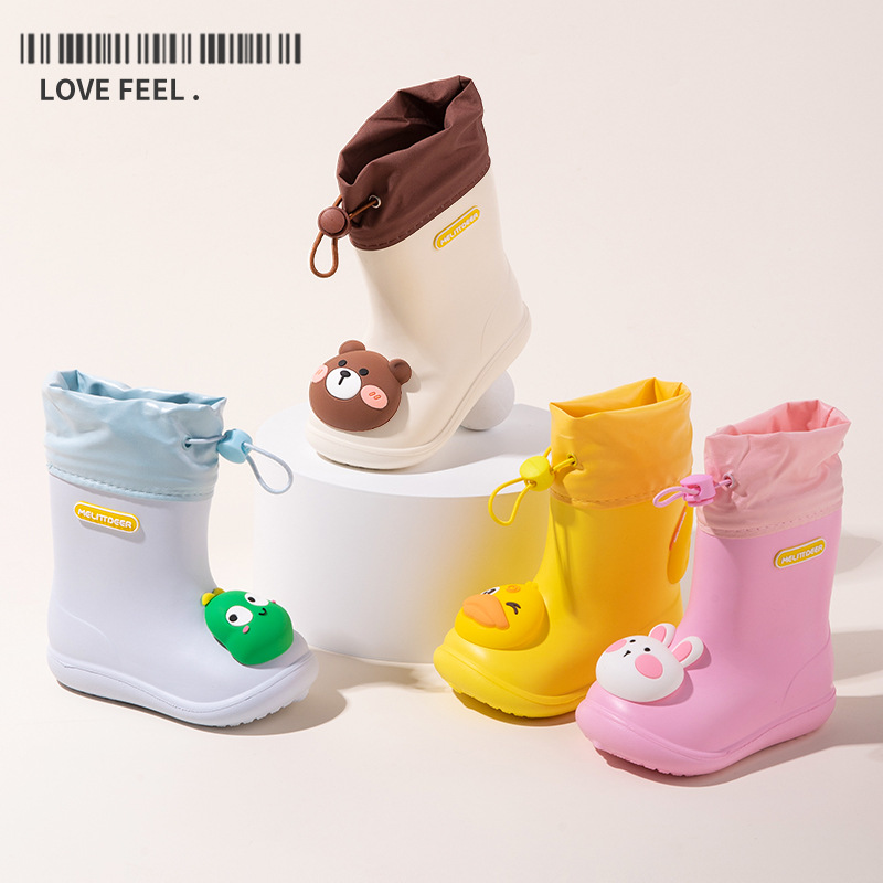Children's Rain Boots New Cartoon Non-Slip Boys Outdoor Cute Kindergarten Baby Rain Boots Bear Children's Rain Boots