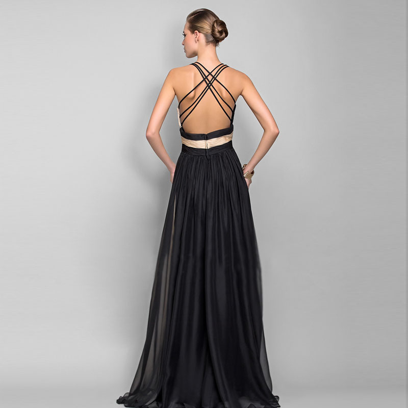 Picture of 2025 New Amazon European and American Foreign Trade Dress Amazon V-Neck Sleeveless Color Block Dress Long Skirt