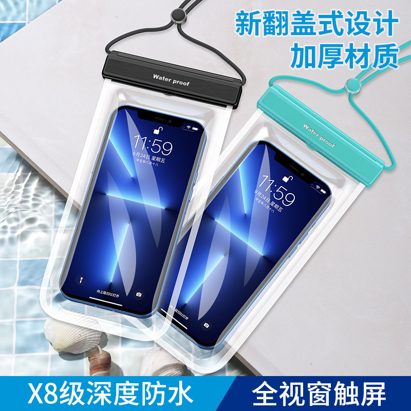 Picture of Mobile Phone Waterproof Bag Tpu Touch Screen Waterproof Phone Pouch Flip Full Transparent Protective Case Wholesale Outdoor