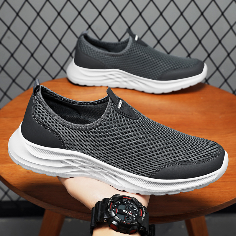 Men's New Summer Shoes, Slip-On Lazy Mesh Shoes, Lightweight Dad Shoes, Breathable Non-Stinky Casual Shoes Wholesale