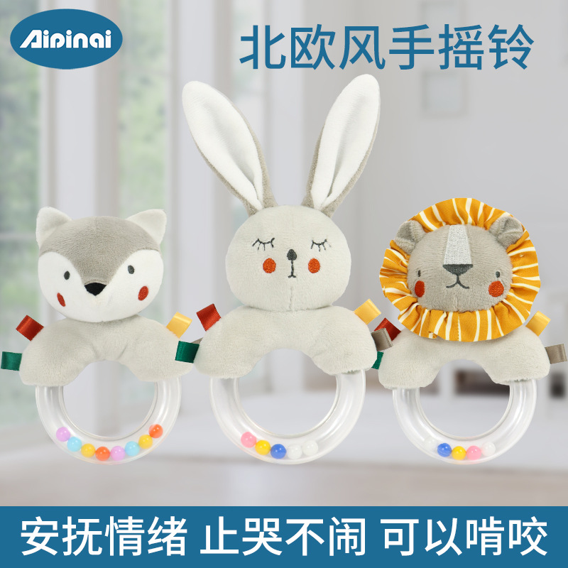 Picture of New Baby Hand Ring 0-1 Years Old Grasping Bracelet Ring Newborn Baby Hand Rattle Plush Toy in Stock