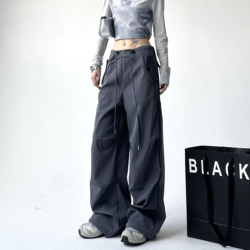 Picture of 2025 New Style Cargo Pants for Women, Spring and Autumn American Casual Jazz Loose Functional Outdoor Wide-Leg Sports Long Pants