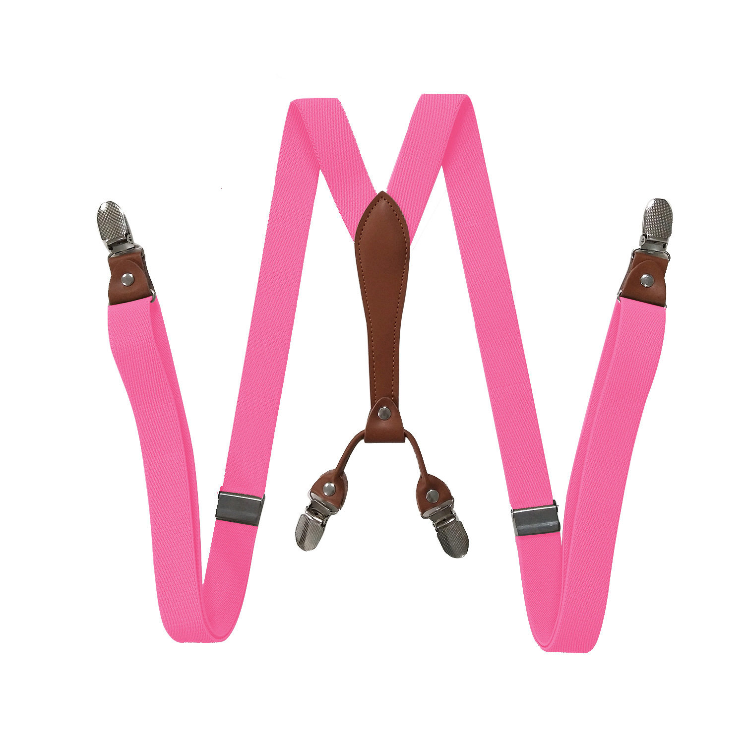 Picture of Cross-border supply 2.5cm adult 4-clip loose elastic suspenders for men and women elastic strap clip leather head