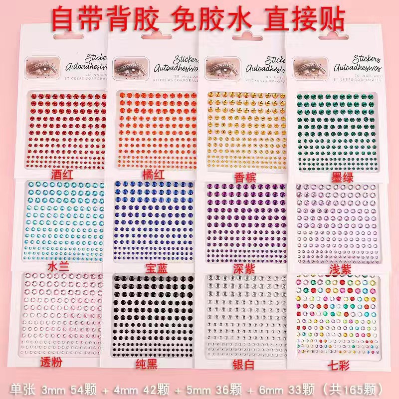 Picture of In stock cross-border hot acrylic eyebrow sticking Diamond 3456mm face sticker performance Color Diamond Crystal acrylic eye corner tears