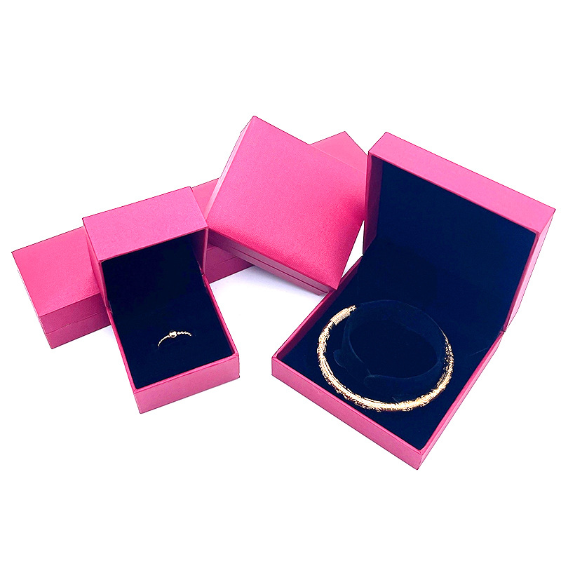 Rose Red Jewelry Packaging Box Ring Box Leather-filling Paper Plastic Box Printing Pendant Jewelry Gold Storage Box Necklace Box