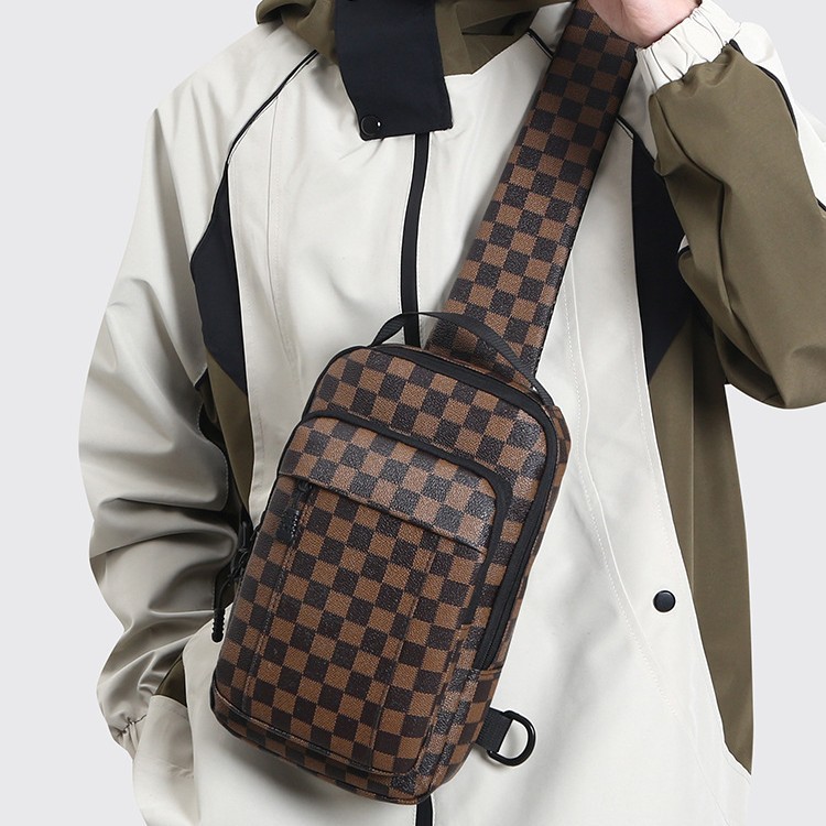 Cross-border New PU Chest Bag Crossbody Bag Men's Shoulder Bag Large Capacity Backpack Men's Casual Multifunctional Storage Bag