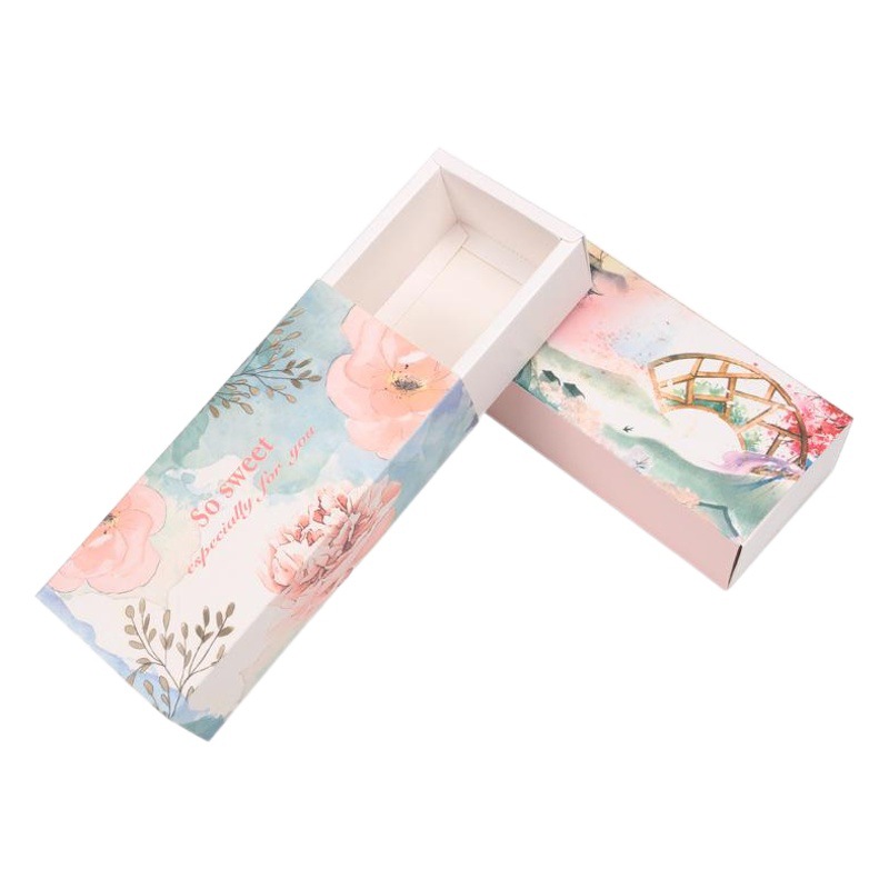Pink blue flower set box snowflake crisp nougat drawer box moon cake gift box factory outlet