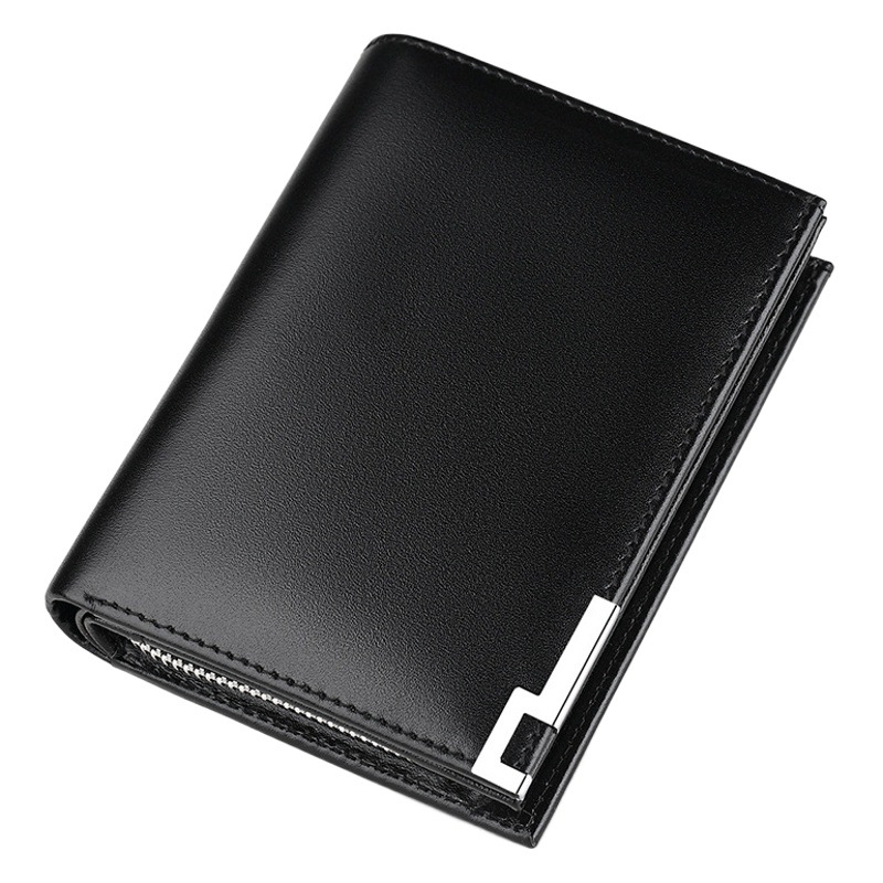 King Paul Men's Cowhide New Fashion Trend Top Layer Cowhide Wallet Men's Zipper Wallet Card Holder Men's Simple