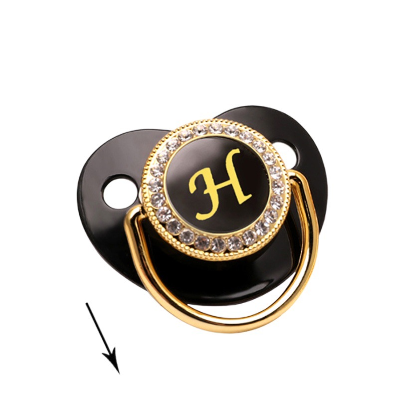 Factory supply cross-border baby letter pacifier 26 letter drill black play mouth in stock supply