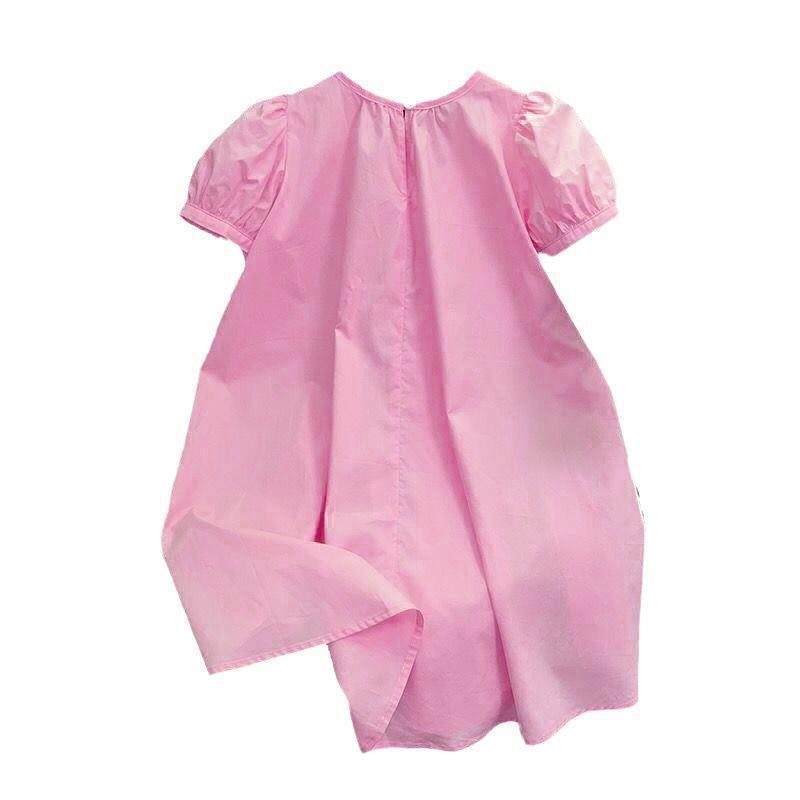 Picture of Girls' Fashionable Dress 2024 Summer New Style Korean Style Fashionable and Sweet Short-Sleeved Dress for Middle-Aged and Older Children
