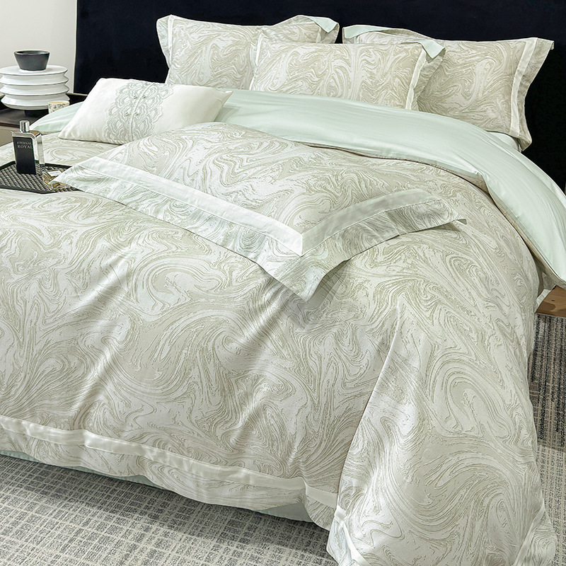 Picture of Class a Classy 240 Count Cotton Satin Four-Piece Set Long-Staple Cotton Pure Cotton Skin-Friendly Naked Sleeping Bed Sheets Quilt Cover Nantong Home Textiles