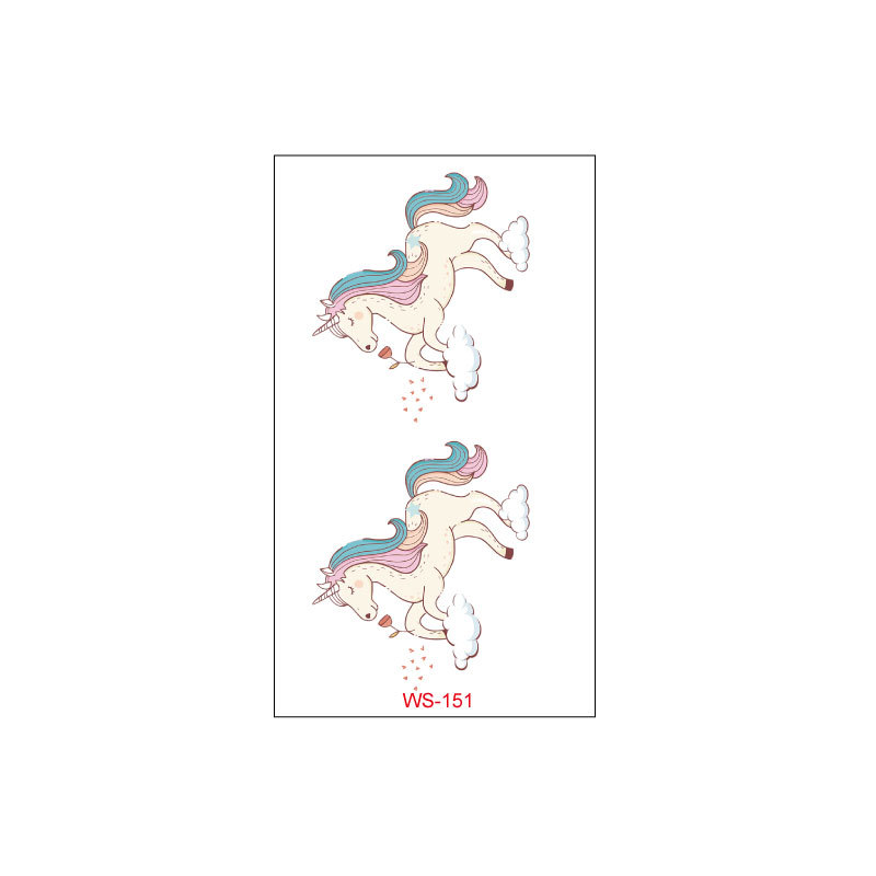 Picture of Unicorn Tattoo Sticker Original Children's Cute Cartoon Doll Birthday Rainbow Little Pegasus Waterproof Temporary Sticker