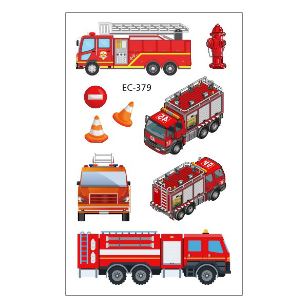Picture of Cross-Border Supply Waterproof Children's Tattoo Stickers Cartoon Car Excavator Fire Truck Children's Traffic Tattoo Stickers
