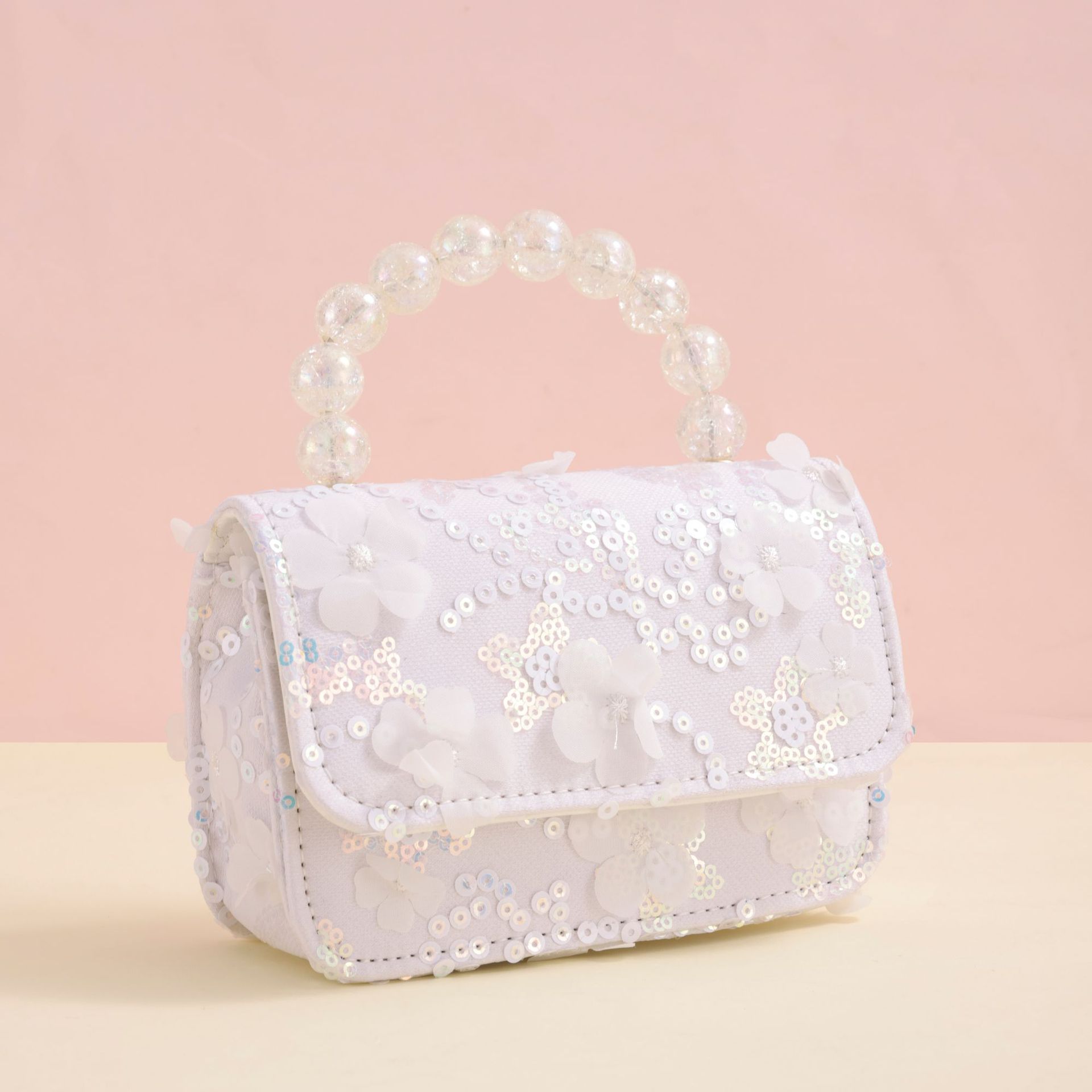 Picture of 2024 new elegant princess style bag girl trend small square bag pearl portable high value sequin bag wholesale
